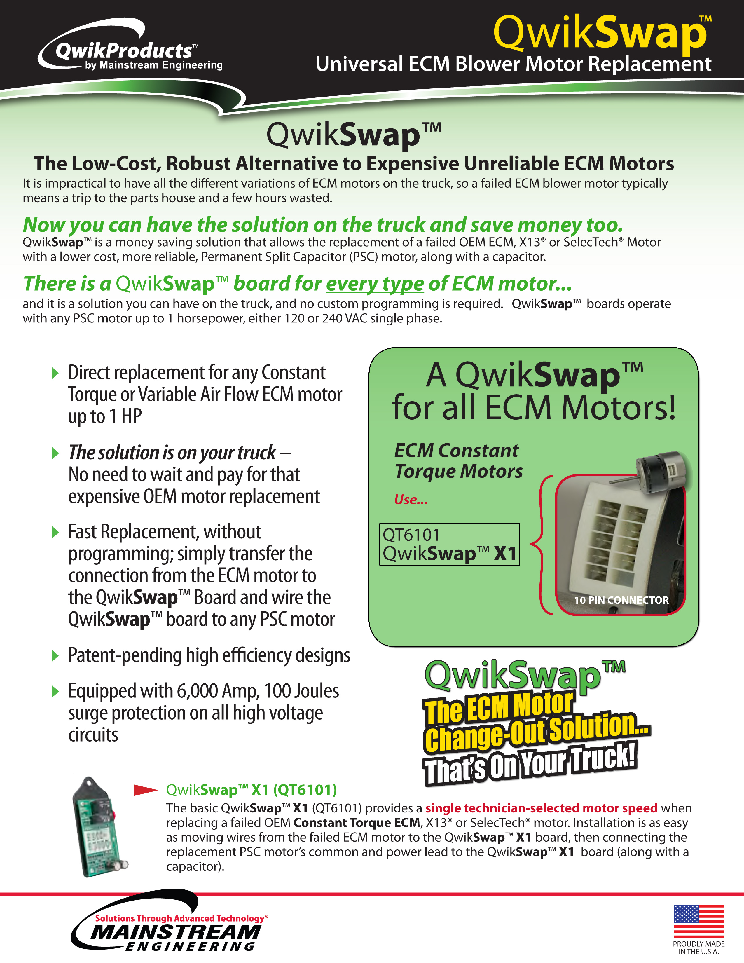 QwikSwap Universal ECM Constant Torque Blower Motor Board, QT6101